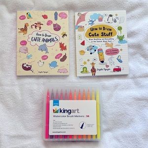 How to draw cute animals with brand new brush markers set - NWT